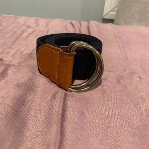 Forenza Wide Canvas & Leather Belt Black/Tan